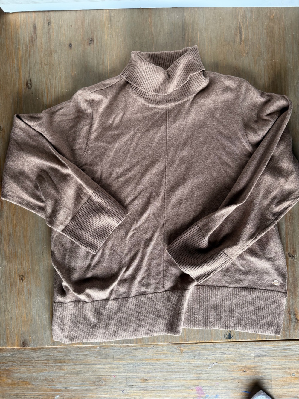 Relaxed Taupe Turtleneck Sweater